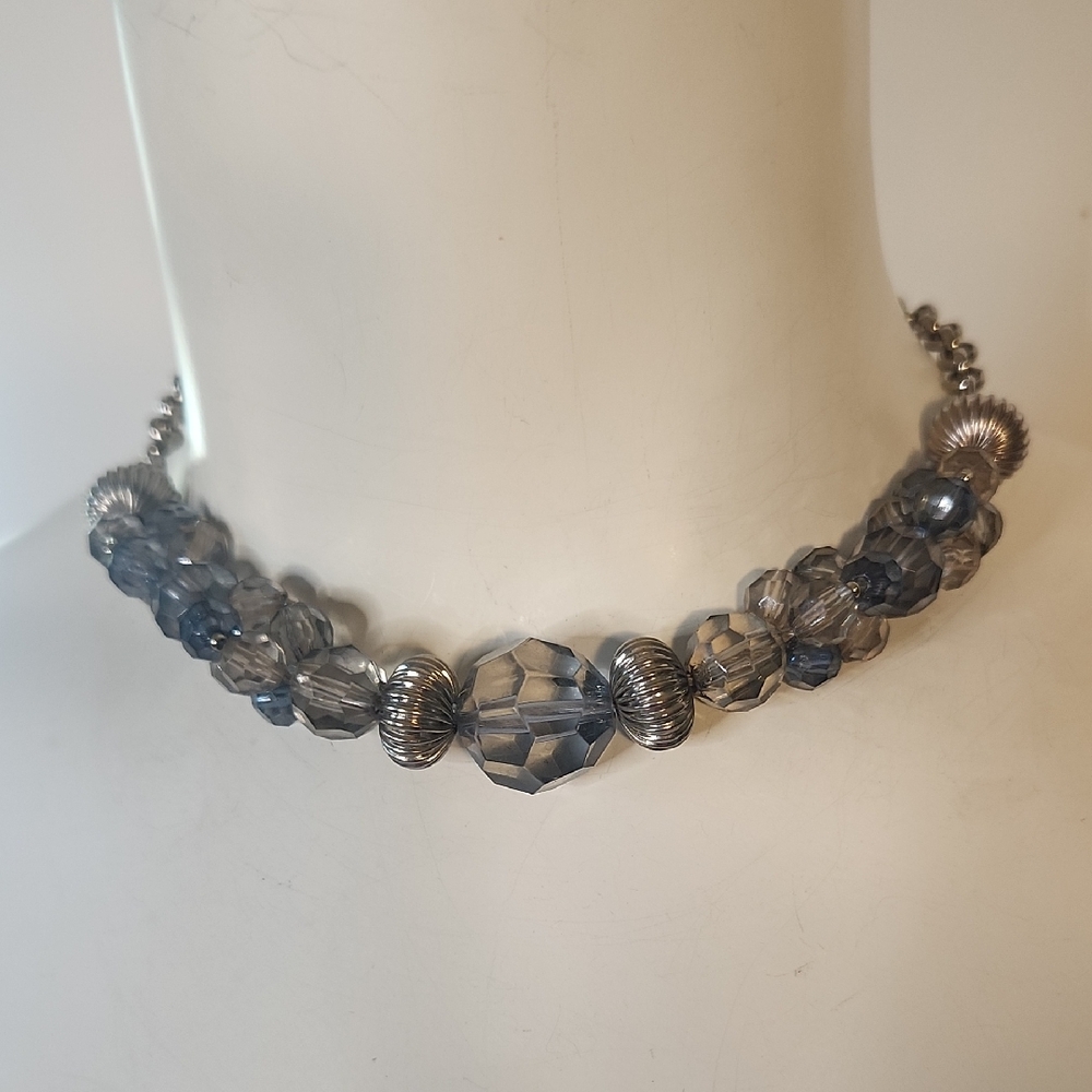 Napier Silver and Gray Beaded Chocker/ Necklace